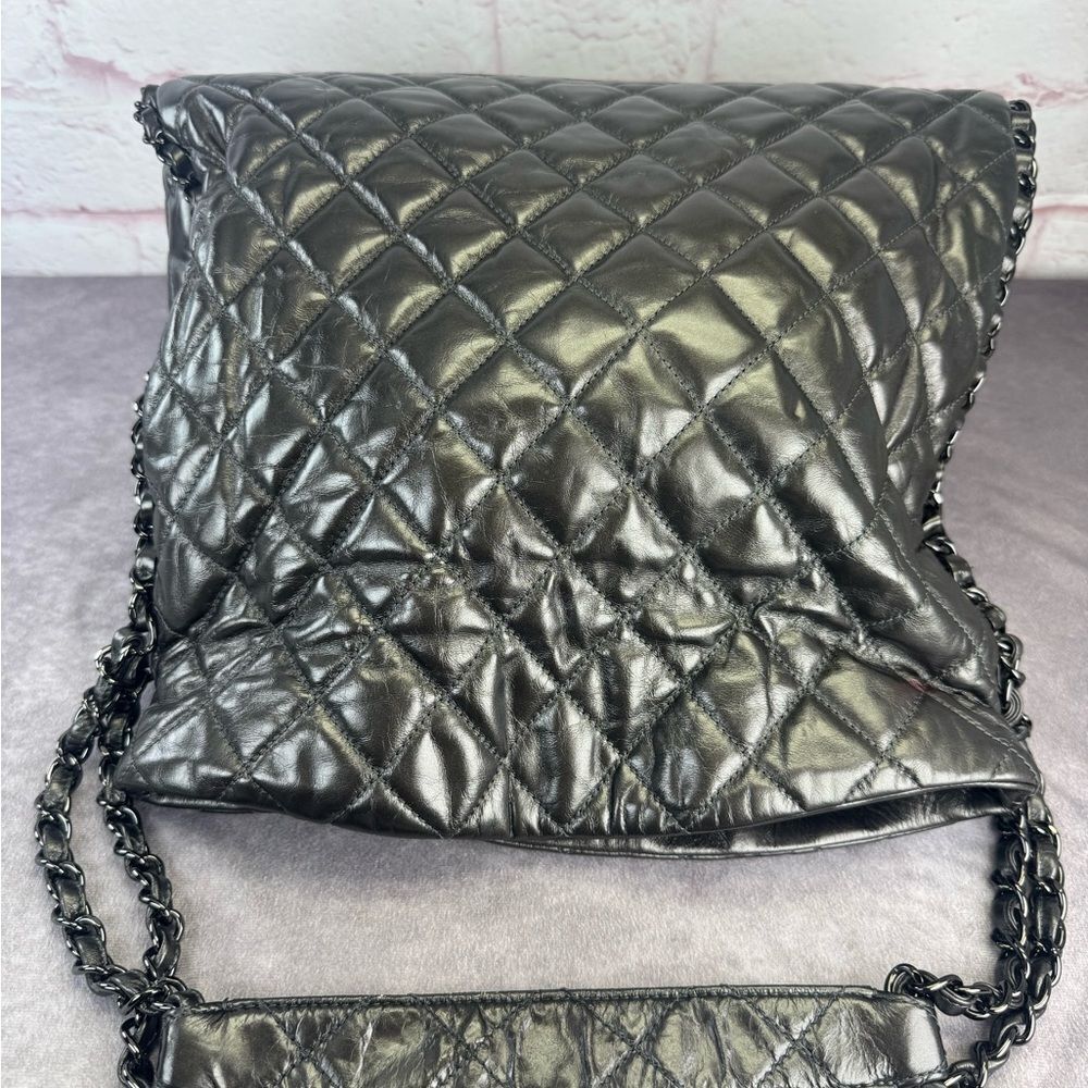Chanel Gunmetal Leather Chain Me Quilted Bag - Picture 11 of 16
